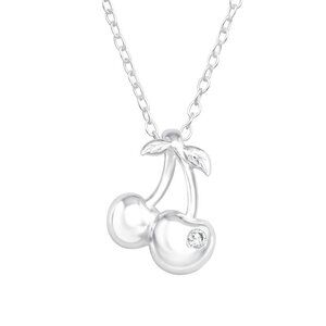 Sterling Silver Dainty CZ Cherry Necklace